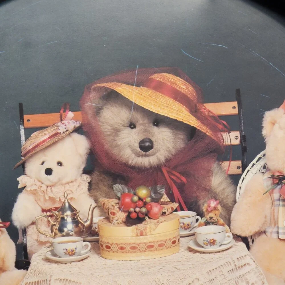 Teddy Bear Round Tin Tray - VTG